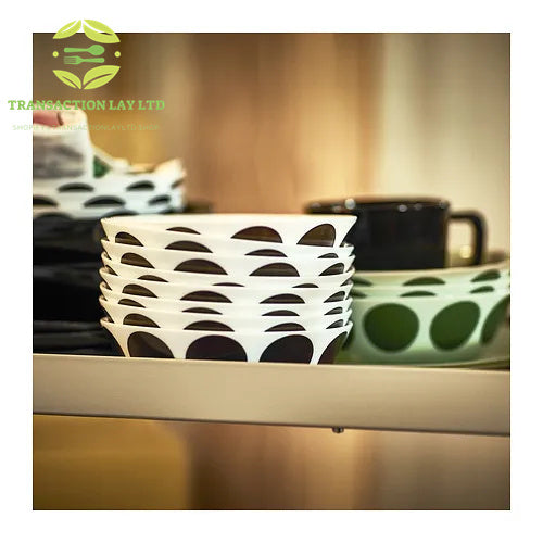 TRANSACTION LAY bowl, white black/dot pattern, 15 cm
