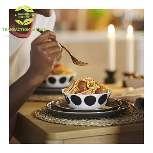 TRANSACTION LAY bowl, white black/dot pattern, 15 cm