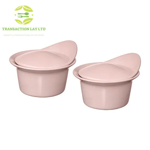 TRANSACTION LAY oven/serving dish with lid, matt light pink, 0.2 l
